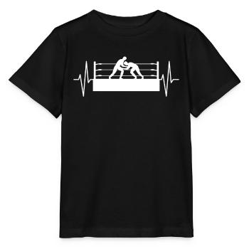 Wrestling Wrestler Wrestling Ringer Heartbeat Gift - Stanley/Stella MINI CREATOR Kids’ T-Shirt - black - Front - Mikhail (115cm)