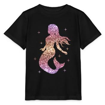 Mermaid Ladies Girl Gift Mermaid Glitter - Stanley/Stella MINI CREATOR Kids’ T-Shirt - black - Front - Mikhail (115cm)
