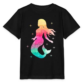 Aquarelle sirène dame fille cadeau Nixe - T-shirt bio MINI CREATOR Stanley/Stella Enfant - noir - Devant - Mikhail (115cm)