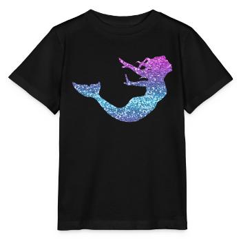 Mermaid Women Girl Gift Mermaid Glitter - Stanley/Stella MINI CREATOR Kids’ T-Shirt - black - Front - Mikhail (115cm)