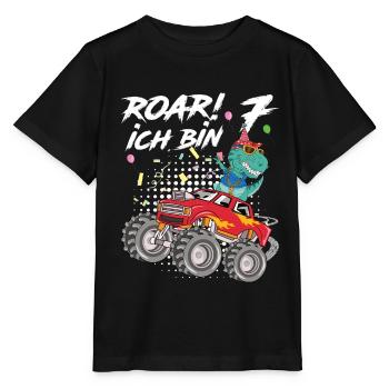 7. Geburtstag Kindergeburtstag Roar Ich Bin 7 - Stanley/Stella Kinder T-Shirt MINI CREATOR  - Schwarz - Vorne - Mikhail (115cm)