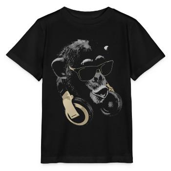 Affe DJ Bling - Stanley/Stella Kinder T-Shirt MINI CREATOR  - Schwarz - Vorne - Mikhail (115cm)