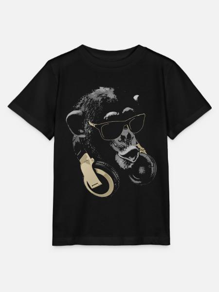 Affe DJ Bling - Stanley/Stella Kinder T-Shirt MINI CREATOR - Schwarz