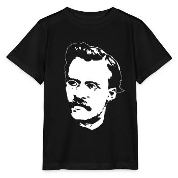 Friedrich Nietzsche weiß auf schwarz - Stanley/Stella Kinder T-Shirt MINI CREATOR  - Schwarz - Vorne - Mikhail (115cm)
