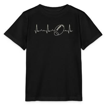 Bola de fútbol americana. Corazón. Amor. Ekg. - T-shirt bio MINI CREATOR Stanley/Stella Enfant - noir - Devant - Mikhail (115cm)