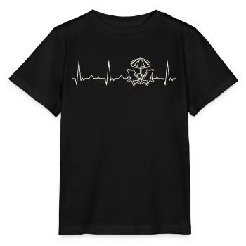 Beach Chairs Umbrella. Heart. Love. EKG. Pulse. - Stanley/Stella MINI CREATOR Kids’ T-Shirt - black - Front - Mikhail (115cm)