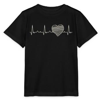 Heart rayas amor. Corazón. Amor. Ekg. Legumbres. - T-shirt bio MINI CREATOR Stanley/Stella Enfant - noir - Devant - Mikhail (115cm)