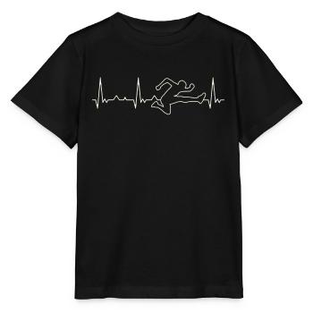 Hürden Mann rennen. Herz. Liebe. Ekg. Impuls. - Stanley/Stella Kinder T-Shirt MINI CREATOR  - Schwarz - Vorne - Mikhail (115cm)
