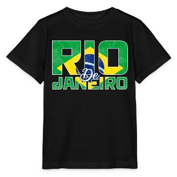 Rio de Janeiro Brazil Flag - Stanley/Stella MINI CREATOR Kids’ T-Shirt - black - Front - Mikhail (115cm)