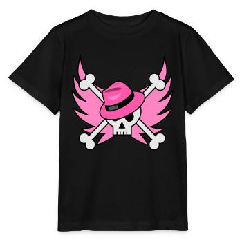 Flying skull with pink hat and pink wings - Stanley/Stella MINI CREATOR Kids’ T-Shirt - black - Front - Mikhail (115cm)