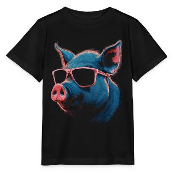 Kühle Schweinerbrille - Stanley/Stella Kinder T-Shirt MINI CREATOR  - Schwarz - Vorne - Mikhail (115cm)
