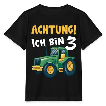 Achtung ich bin 3 Traktor Kindergeburtstag 3 - Stanley/Stella Kinder T-Shirt MINI CREATOR  - Schwarz - Vorne - Mikhail (115cm)