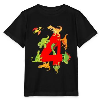 Dinosaure 4 ans garçon 4ème anniversaire Dino - T-shirt bio MINI CREATOR Stanley/Stella Enfant - noir - Devant - Mikhail (115cm)
