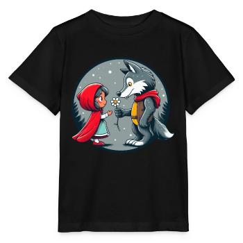 Petit Chaperon Rouge Loup Conte de fées Fleur pour enfants Personnage de conte de fées - T-shirt bio MINI CREATOR Stanley/Stella Enfant - noir - Devant - Mikhail (115cm)