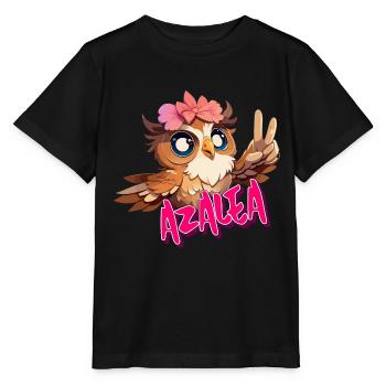 AZALEA - Beautiful girl name with cute OWL - Stanley/Stella MINI CREATOR Kids’ T-Shirt - black - Front - Mikhail (115cm)