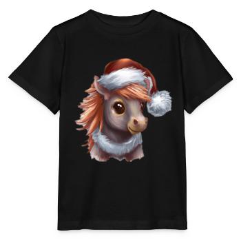 Pferd Pony Weihnachten süß niedlich Kinder - Stanley/Stella Kinder T-Shirt MINI CREATOR  - Schwarz - Vorne - Mikhail (115cm)