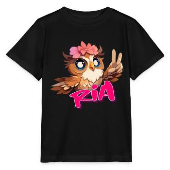 RIA - Beau nom de fille avec hibou mignon - T-shirt bio MINI CREATOR Stanley/Stella Enfant - noir - Devant - Mikhail (115cm)