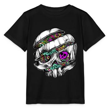 Crâne en tranches avec griffonnages - T-shirt bio MINI CREATOR Stanley/Stella Enfant - noir - Devant - Mikhail (115cm)