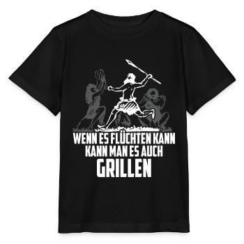 wenn es flüchten kann grillen BBQ Fleisch Jagen - Stanley/Stella Kinder T-Shirt MINI CREATOR  - Schwarz - Vorne - Mikhail (115cm)