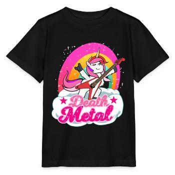 Death Metal Unicorn Gift for a Metal Music - Stanley/Stella MINI CREATOR Kids’ T-Shirt - black - Front - Mikhail (115cm)