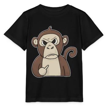 Le singe grincheux tient le majeur - T-shirt bio MINI CREATOR Stanley/Stella Enfant - noir - Devant - Mikhail (115cm)