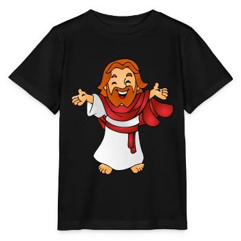 Jesus als Comicfigur Geschenk Geschenkidee - Stanley/Stella Kinder T-Shirt MINI CREATOR  - Schwarz - Vorne - Mikhail (115cm)