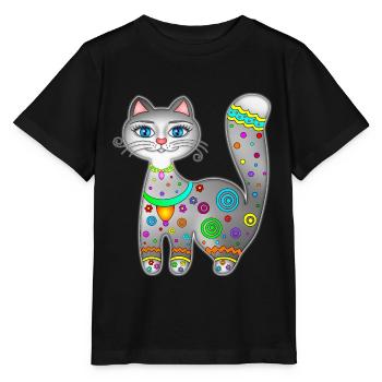 Cat cute kitten - Stanley/Stella MINI CREATOR Kids’ T-Shirt - black - Front - Mikhail (115cm)