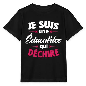 Je Suis Une éducatrice Qui Déchire - T-shirt bio MINI CREATOR Stanley/Stella Enfant - noir - Devant - Mikhail (115cm)