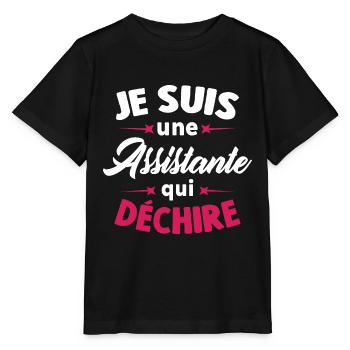 Je Suis Une Assistante Qui Déchire - T-shirt bio MINI CREATOR Stanley/Stella Enfant - noir - Devant - Mikhail (115cm)
