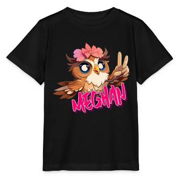 MEGHAN - Beau nom de fille avec un hibou mignon - T-shirt bio MINI CREATOR Stanley/Stella Enfant - noir - Devant - Mikhail (115cm)