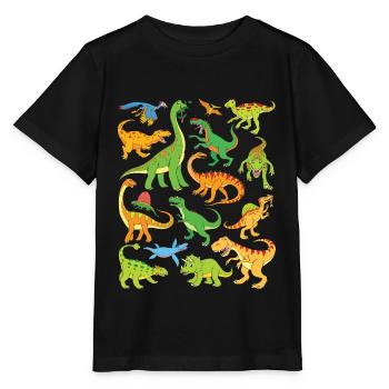 16 Dinos pour les enfants - Dinosaures populaires - T-shirt bio MINI CREATOR Stanley/Stella Enfant - noir - Devant - Mikhail (115cm)