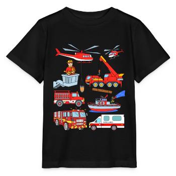 Vehicles Fire brigade children - Stanley/Stella MINI CREATOR Kids’ T-Shirt - black - Front - Mikhail (115cm)