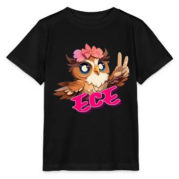 ECE - Beautiful Girl Name with Cute OWL - Stanley/Stella MINI CREATOR Kids’ T-Shirt - black - Front - Mikhail (115cm)