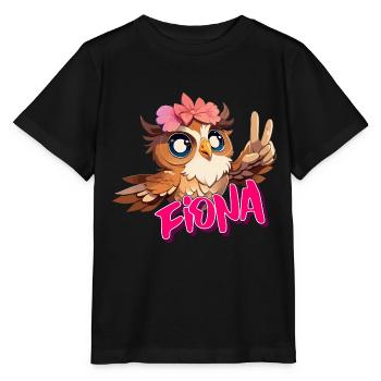 FIONA - Beau nom de fille avec un joli hibou - T-shirt bio MINI CREATOR Stanley/Stella Enfant - noir - Devant - Mikhail (115cm)