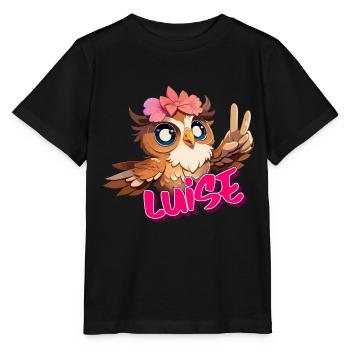 LUISE - Beautiful Girl Name with Cute OWL - Stanley/Stella MINI CREATOR Kids’ T-Shirt - black - Front - Mikhail (115cm)