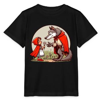 Petit Chaperon Rouge Conte de fées Loup Personnage de conte de fées mignon - T-shirt bio MINI CREATOR Stanley/Stella Enfant - noir - Devant - Mikhail (115cm)