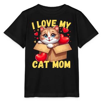Chat chats chaton chat maman fête des mères amour - T-shirt bio MINI CREATOR Stanley/Stella Enfant - noir - Devant - Mikhail (115cm)