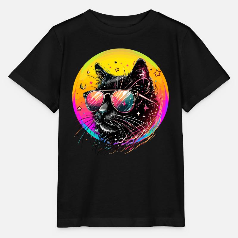 Chat chats maman néon lunettes de soleil 80 ' s Disco - T-shirt bio MINI CREATOR Stanley/Stella Enfant - noir