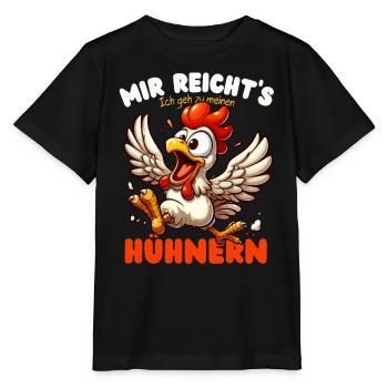 poulet, poulets, poulailler, poulailler, volaille, drôle, - T-shirt bio MINI CREATOR Stanley/Stella Enfant - noir - Devant - Mikhail (115cm)