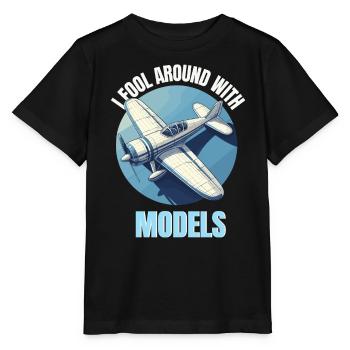 Modellbau Modellflugzeug Flugplatz fliegen lustig - Stanley/Stella Kinder T-Shirt MINI CREATOR  - Schwarz - Vorne - Mikhail (115cm)