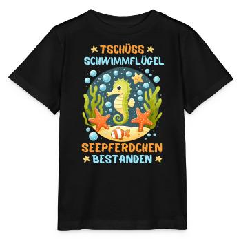 Seepferdchen Seestern Meer Schwimmbad Kinder Fun - Stanley/Stella Kinder T-Shirt MINI CREATOR  - Schwarz - Vorne - Mikhail (115cm)