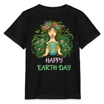 Happy Earth Day Mother Earth Nature Environment Globe - Stanley/Stella MINI CREATOR Kids’ T-Shirt - black - Front - Mikhail (115cm)