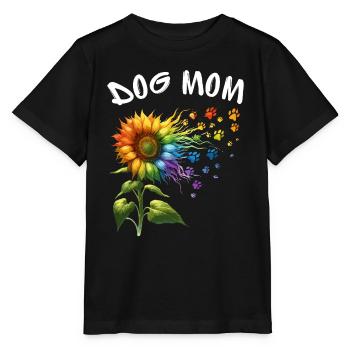 Dog Mom Hund Muttertag Sonnenblume Regenbogen Wau - Stanley/Stella Kinder T-Shirt MINI CREATOR  - Schwarz - Vorne - Mikhail (115cm)