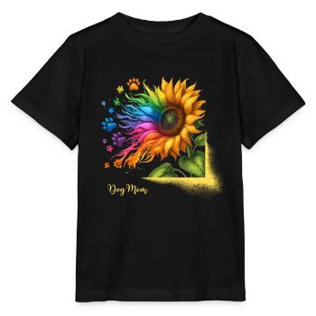 Dog Mom Hund Muttertag Regenbogen Sonnenblume Wau - Stanley/Stella Kinder T-Shirt MINI CREATOR  - Schwarz - Vorne - Mikhail (115cm)