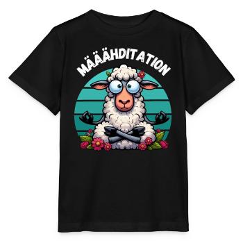 Meditation Yoga Schaf Lotussitz Lustig Yogalehrer - Stanley/Stella Kinder T-Shirt MINI CREATOR  - Schwarz - Vorne - Mikhail (115cm)