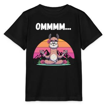 Lama Yoga Meditation Om Retro Lotussitz Lustig - Stanley/Stella Kinder T-Shirt MINI CREATOR  - Schwarz - Vorne - Mikhail (115cm)