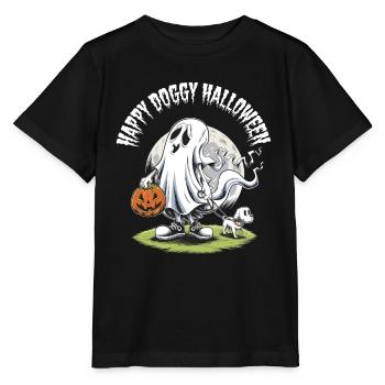 Happy Doggy Halloween Ghost Dog Sneaker Funny - Stanley/Stella MINI CREATOR Kids’ T-Shirt - black - Front - Mikhail (115cm)