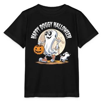 Happy Doggy Halloween Dog Ghost Dog Place Funny - Stanley/Stella MINI CREATOR Kids’ T-Shirt - black - Front - Mikhail (115cm)