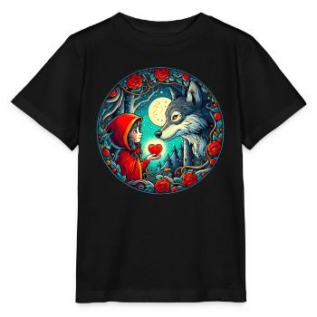 Conte de fées Le petit chaperon rouge Loup Cœur d’enfant Bien-être animal - T-shirt bio MINI CREATOR Stanley/Stella Enfant - noir - Devant - Mikhail (115cm)