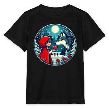 Conte de fées Petit Chaperon Rouge Loup Enfants Mignon Fantaisie - T-shirt bio MINI CREATOR Stanley/Stella Enfant - noir - Devant - Mikhail (115cm)